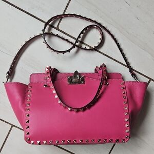Valentino Garavani Pink Leather Gold Rockstud Crossbody Bag